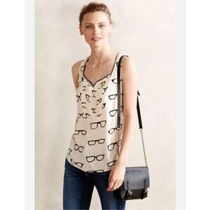 Anthropologie by Maeve Reading Glasses Print Size 0 Kitsch Boho Nerd NWOT